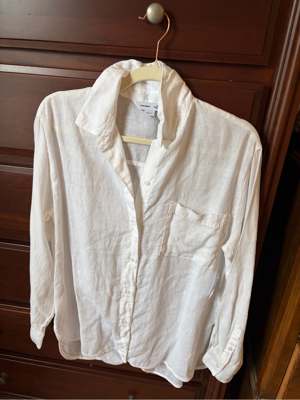 Old Navy Boyfriend Linen Button-Front Shirt - White
